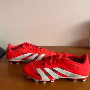 Adidas Red and White Athletic Soccer Shoes